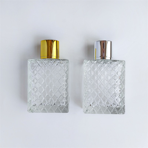 Customizable logo 100ml square Transparent Glass Perfume <b>Spray</b> <b>Empty</b> <b>Bottle</b> with Gold and Silver Lid - Product Image 1