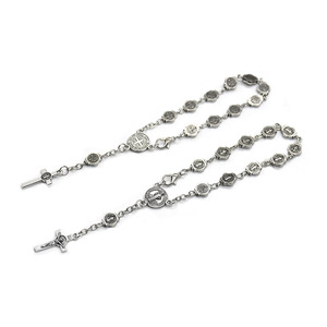 Bracelet chapelet TheRosaries en alliage de zinc argenté antique, croix catholique, bijou unisexe, cadeau - Product Image 3