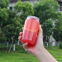 Bouteille et canette en plastique PET transparente personnalisée avec logo, 330 ml, 500 ml, 650 ml, avec couvercle en aluminium pour café, thé, boissons énergisantes