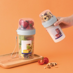 School Lunch Box Food Storage Bento Box Portable <b>Breakfast</b> Cups Oatmeal Cereal Nut Yogurt Salad Cup <b>Container</b> Set with Fork - Product Image 1