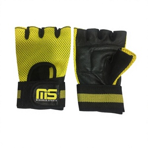 Unisex Leather Breathable Workout Bodybuilding Gloves with Wrist Wrap and Palm Protection for Outdoor Gym Sports - Product Image 1