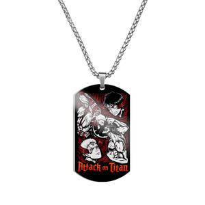 34 diseños Retro Anime One Side Printing Attack on Titan Japandi Alan Yeager Metal llaveros accesorios collar etiqueta - Product Image 4