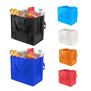 Customized Logo Wholesale Reusable Eco Friendly Folding Supermarket Grocery Store Shopping Bag Non Woven Bags