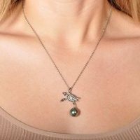 Collier pendentif tortue en argent sterling 925 de haute qualité avec perle d'eau douce et coquillage Akoya, bijoux tropicaux sur le thème de la vie marine