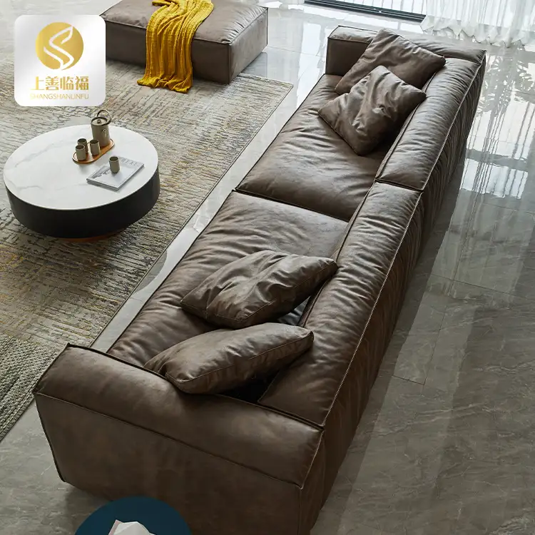 KABASA-sofá de tela marrón de diseño moderno, sofá de 4 asientos, para sala de estar