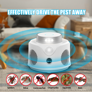Dispositivo repelente ultrasónico de ratas y ratones 4 en <span class=keywords><strong>1</strong></span> de 360 grados con 9 luces estroboscópicas y control de plagas de interior PIR para mosquitos - Product Image 3