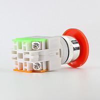 Bouton poussoir rouge champignon 22 mm LAY37 à verrouillage automatique IP65 10A ABS pour arrêt d'urgence