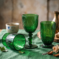 Gobelet à vin vintage à motif gaufré, design rétro européen de luxe, 230 ml, compatible lave-vaisselle