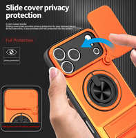 Coque arrière coulissante pour appareil photo en stock pour iPhone 17 Pro Max, étui de téléphone antichoc avec support anneau pour modèle Android