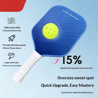 Raquette de pickleball T300 en fibre de carbone alvéolée pressée à froid 16 mm – Indispensable pour débutants, antidérapante, respirante et très économique