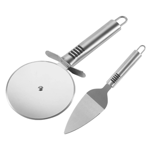 High Quality 2pcs Stainless Steel Multi-functional Eco-Friendly Durable Pizza <b>Tools</b> Pizza Spatula Round <b>Rolling</b> Pizza Cutter - Product Image 1