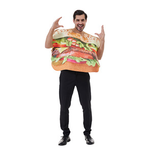 Hamburger Costume Men Adult Food Cosplay Party Outfit Polyester Fiber Custom Size - Product Image 1