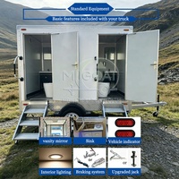 Remorque WC portable commerciale à 2 cabines, unité de toilettes mobiles à essieu unique pour les entreprises de location et les événements de grande envergure