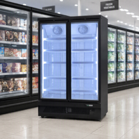 Congélateur vertical commercial à porte vitrée, température unique, refroidissement par air chaud, congélation à basse température (-25°C), armoire de congélation profonde