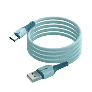 Nuevas llegadas 2M de longitud Silicona líquida USBC Cable de carga súper rápida Cables flexibles para teléfono móvil Cable de cargador de teléfono de color macarrón