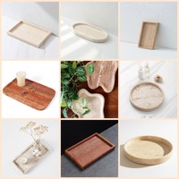 Plateau de rangement sculpté en travertin beige naturel, minimaliste et poli, pour table, organisateur de salle de bain, bijoux, armoire, et articles alimentaires