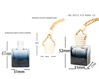 Bouteille de diffuseur de parfum portable pour voiture de 10 ml, mini bouteille de désodorisant coloré dégradé avec bouchon en bois pour accessoires de voiture