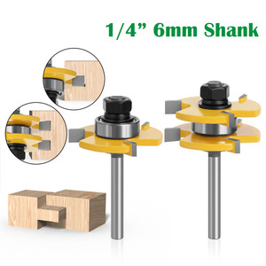 2 cái chế biến gỗ phay Cutter <span class=keywords><strong>3</strong></span> răng t Shaped mộng vuông răng tầng nối dao khắc Dao đánh bóng Công cụ Cắt - Product Image 3