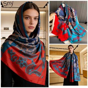 Châle en laine 90 x 180 cm / Écharpe printemps-été pour femme avec motif chaîne et géométrique, cape de protection solaire, longue écharpe – Vente en gros - Product Image 5