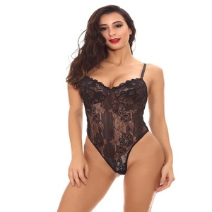 Nuevo conjunto de dos piezas de lencería negra de estilo europeo y americano, de imitación de seda, moderno y cómodo, con ribete de encaje. - Product Image 3