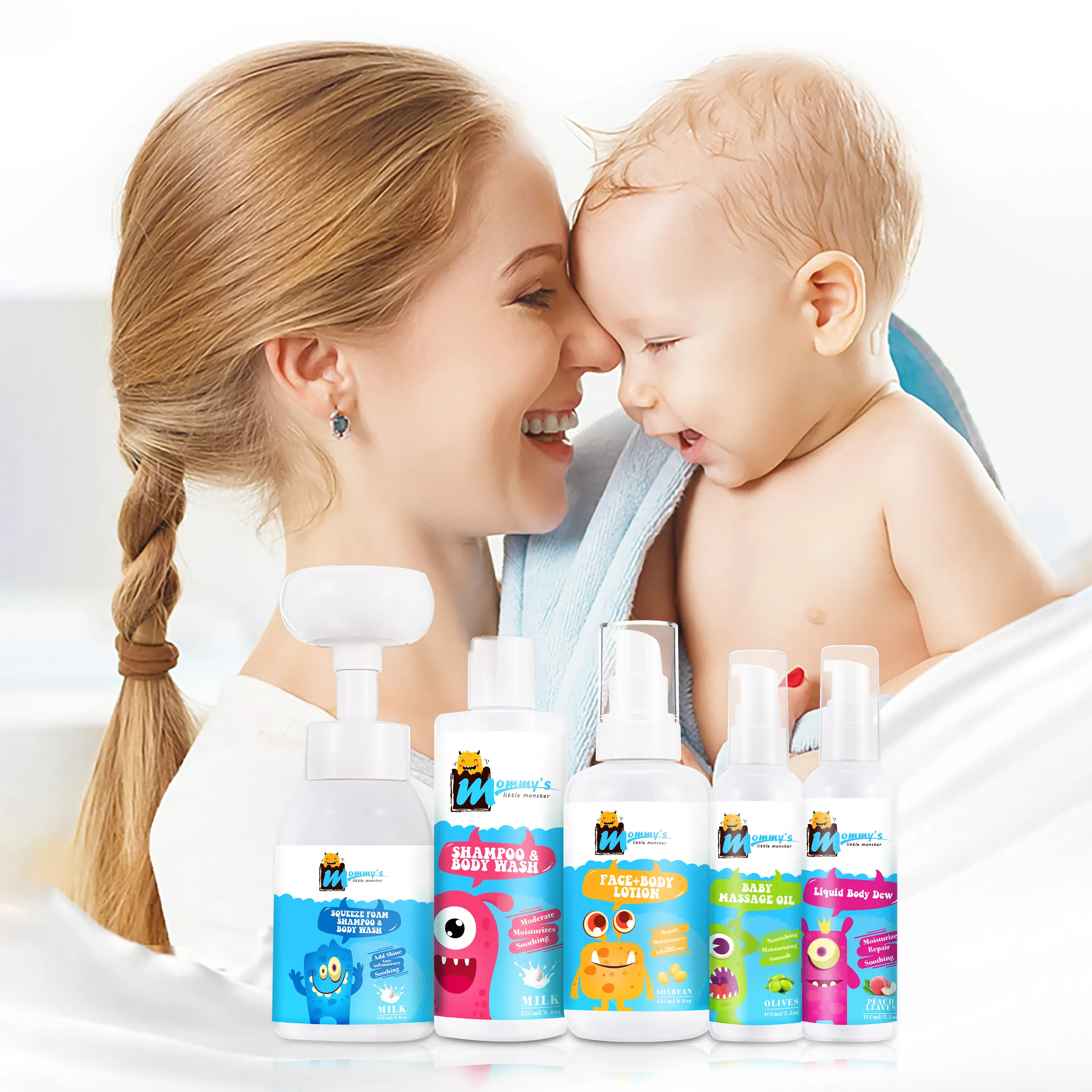 Mommy'S Little Monster Natrual Soothing Kids Baby Shampoo And Body Wash Without Alcohol Private Label