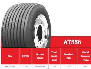 Neumáticos para Camión de Servicio Pesado 445/45R19.5 AT556, Nuevos, de Alta Calidad, Base Ancha, Radiales, con Cámara, Resistentes al Balasto, Rectos - Product Image 6