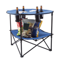 Table de camping portable, tables de plage en plein air pour table de pique-nique pliable en sable avec 4 porte-gobelets et sac de transport,