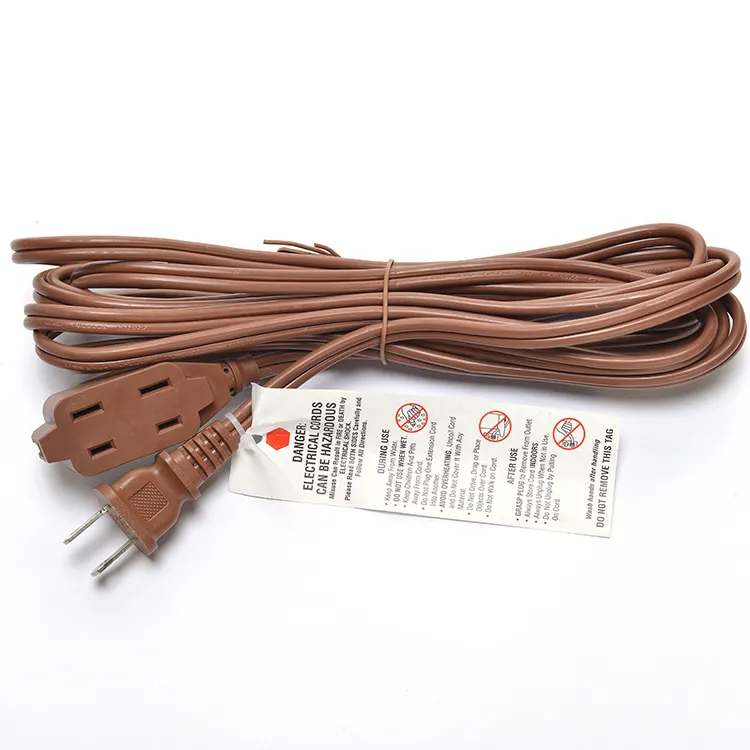 Hochwertiges braunes ETL Standard USA 2-poliges Porzellan-Netz kabel 18AWG ETL-Pararell-Kabel mit Verlängerung kabel mit Schalter