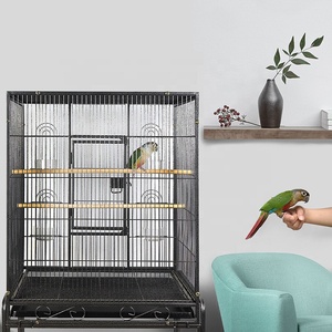 Cage de transport pour oiseaux en fer thermolaqué de grande taille, forme carrée, design volant, écologique, avec plateau en plastique – Fournisseur d'usine - Product Image 2