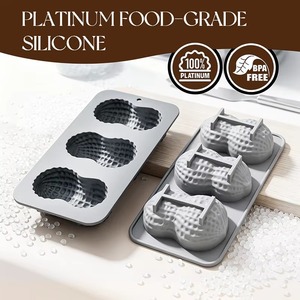 UNIMOUCH LFZ-206 3 Cavity Eco-Friendly Non-Stick <b>Peanut</b> Fondant 3D <b>Chocolate</b> Bar Silicone Mold for Cake Decoration Dishwasher - Product Image 4
