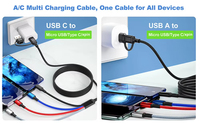 Cable de carga múltiple 8 en 1 Cable de cargador múltiple Cable USB múltiple trenzado de 5,9 pies 6A Cargador de teléfono múltiple universal Tipo-C Micro