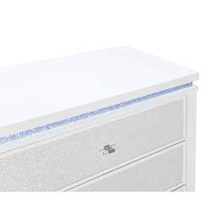 Adalid White Nightstand With Crystal Accents <b>Storage</b> <b>Drawers</b> - Product Image 5