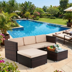 Conjunto de Muebles de Jardín de Mimbre Contemporáneo con Mesa y Caja de Almacenamiento Lateral Funcional para Patio Trasero, la Mejor Opción - Product Image 1