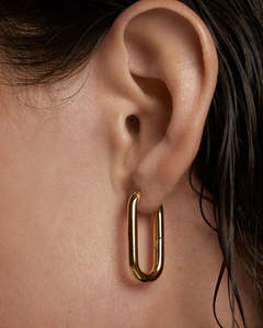 ต่างหูห่วงทรงสี่เหลี่ยมชุบทองคำขาว ยี่ห้อ ZYO Wholesale Jewelry ผลิตจากสแตนเลสสตีล 316L คุณภาพสูง สำหรับผู้หญิง - Product Image 6