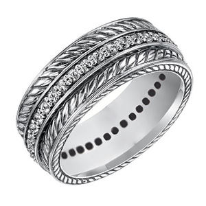 Anillo Unisex a Rayas con Incrustaciones Brillantes, Estilo Minimalista, Joyería de Moda para el Dedo - Product Image 1