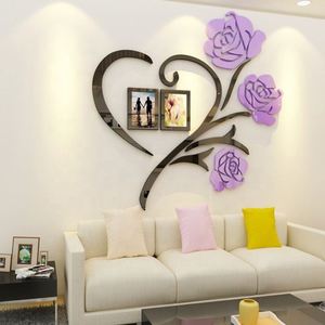 Autocollants muraux en acrylique 3D « Amour de Famille » en forme de rose, cadre photo DIY, décor mural, ornement artistique pour la maison - Product Image 4