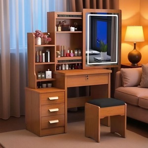 Modern Luxury Dresser Set for <strong>Bedroom</strong> <strong>with</strong> <strong>Mirror</strong> <strong>Lights</strong> Make up White Wooden 4 Drawer Small Apartment Room Storage Furniture - Product Image 2