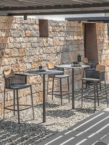 Nordic Rope Rattan aluminum <b>Waterproof</b> Dinning Chair Patio Restaurant Aluminium Stackable Outdoor bar Chair for Garden hotel - Product Image 4