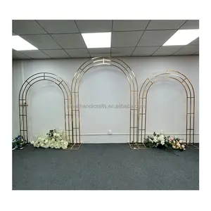 3pcs/set Shiny Gold Metal Wedding Arch Ceremony Backdrop Arch Floral Arch Decoration