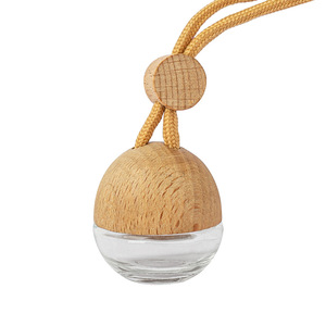 6ML Flat Round Fancy Empty Hanging <b>Glass</b> Car Diffuser Bottle with Screw Cap - Product Image 6