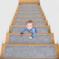 Lot de 15 tapis d'intérieur antidérapant de 8x30in pour marches d'escalier, tapis de sécurité pour enfants, aînés, animaux de compagnie, tapis et ensembles pour marches en bois