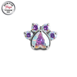 Boucles d'oreilles clous de créateur Freya, motif patte de chat, en titane, bijoux coréens pour <span class=keywords><strong>piercing</strong></span> de nez, labret, <span class=keywords><strong>langue</strong></span>, hélix, pour femmes - Product Image 4