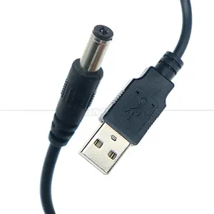 Câble d'alimentation USB vers DC, 5.5x2.1mm, tonneau, personnalisé, 1m