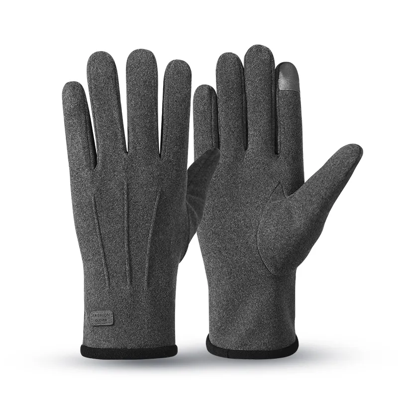 Günstige Plüsch futter warm gestrickte Stoff Touchscreen Motor Fahr handschuhe Winter für Männer