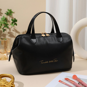 Nuovo Modello 2026 Borsa da Viaggio per Cosmetici e Articoli da Bagno, Astuccio per Trucchi da Donna, Grande Capacità, Portatile, in PU con Fiocco, Cerniera e Manico Morbido, Tendenza Moda - Product Image 4