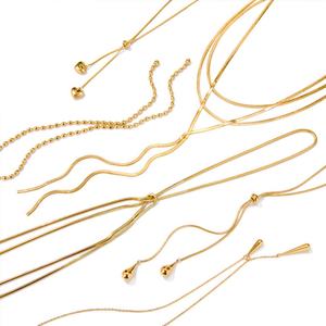 Collar de Cadena con Borlas de Circonio en Oro Sólido de 18k y Acero Inoxidable Plateado, Moderno y Resistente a la Decoloración, para Mujer - Product Image 5