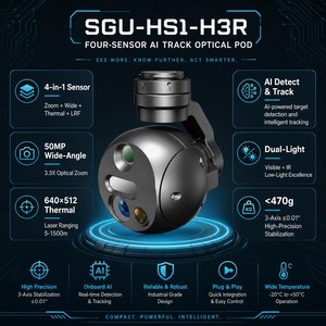 Spherical 4-in-1 Four-Sensor AI Gimbal Pod 50MP Wide 3.3X Zoom 640x512 Thermal 1500m LRF AI Detect & Track - Product Image 1