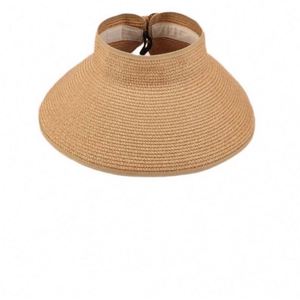 Foldable Straw <b>Hat</b> <b>Summer</b> Hollow Top Sun <b>Hat</b> Solid Color Large Brim <b>Hat</b> - Product Image 1