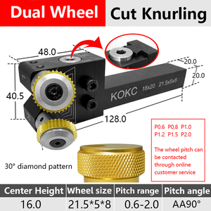 Stuka Altura central ajustable 16*20mm Herramientas de moleteado de corte de rueda doble para torno CNC Alimentación 30 ° Diamante 45 ° Patrón cuadrado - Product Image 2