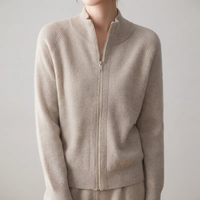 Cardigan en laine et cachemire pour femme, style décontracté, double fermeture éclair, luxe discret, OEM, pour toutes les saisons